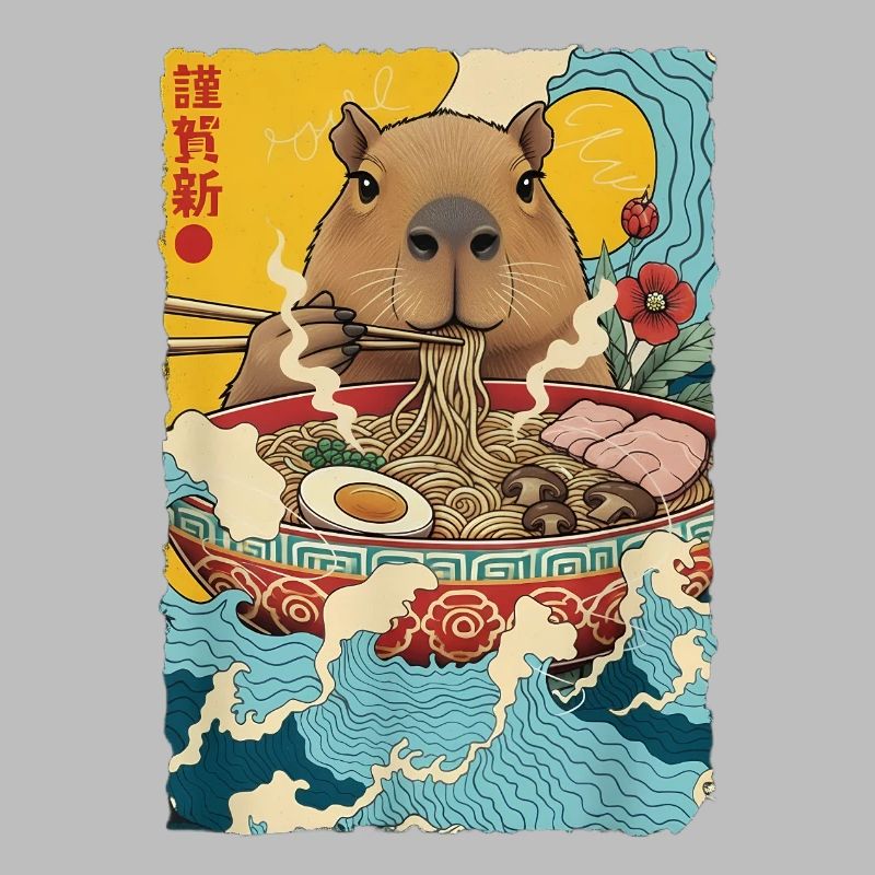 Capybara Eats Ramen Noodles