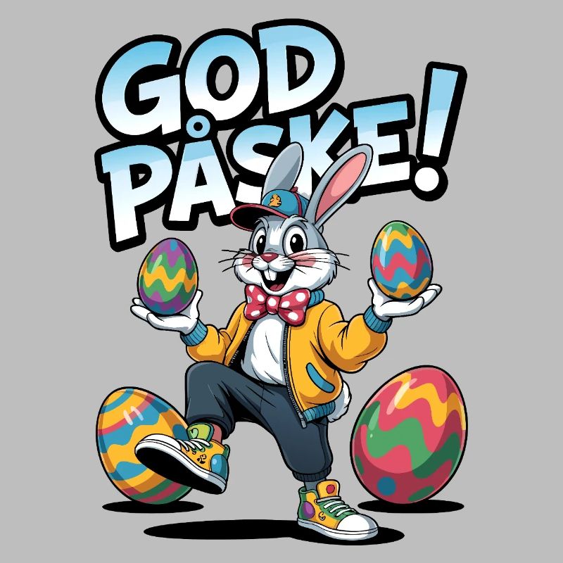 Easter bunny with colorful eggs