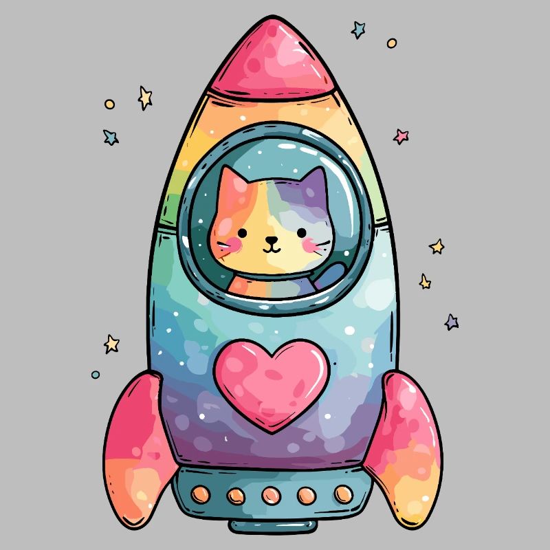 Rainbow Rocket Katze Herz