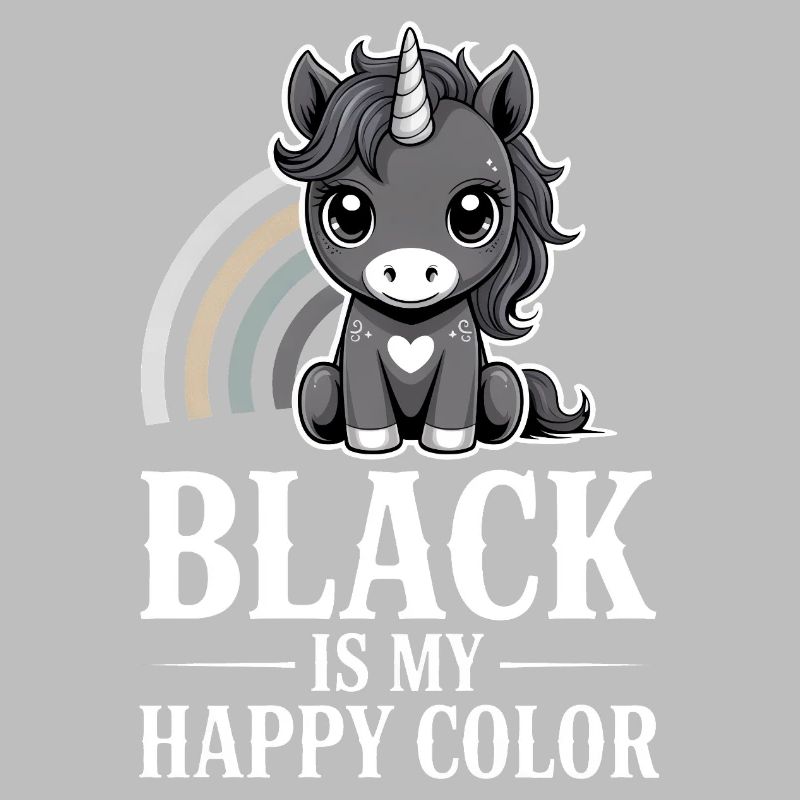 Le noir est ma licorne de couleur joyeuse
