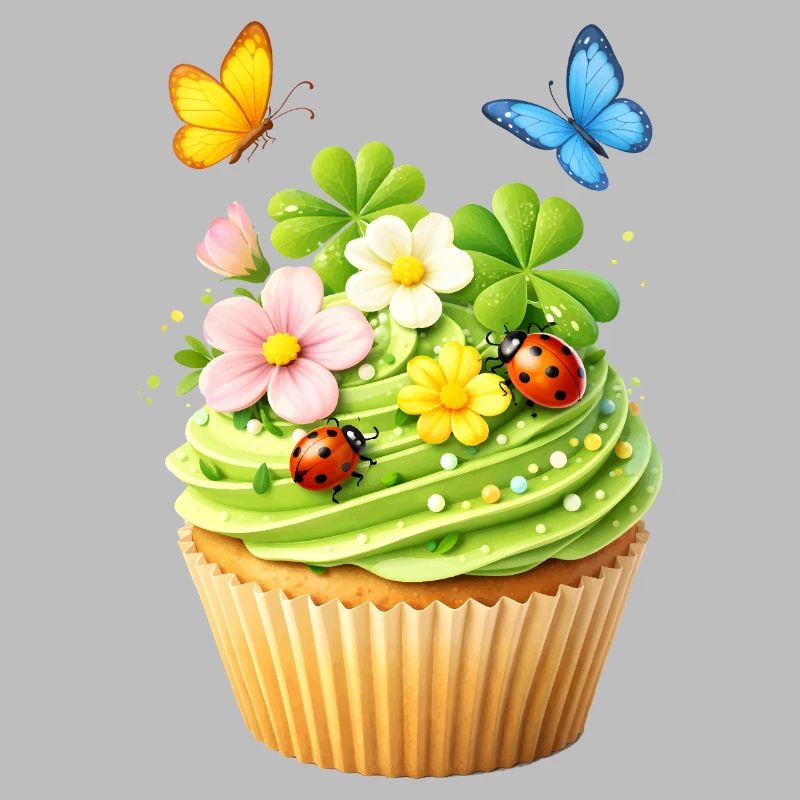 Spring cupcake with flowers