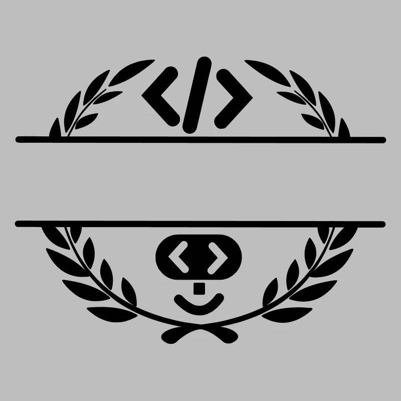 Code logo et code smiley dans une couronne de laurier