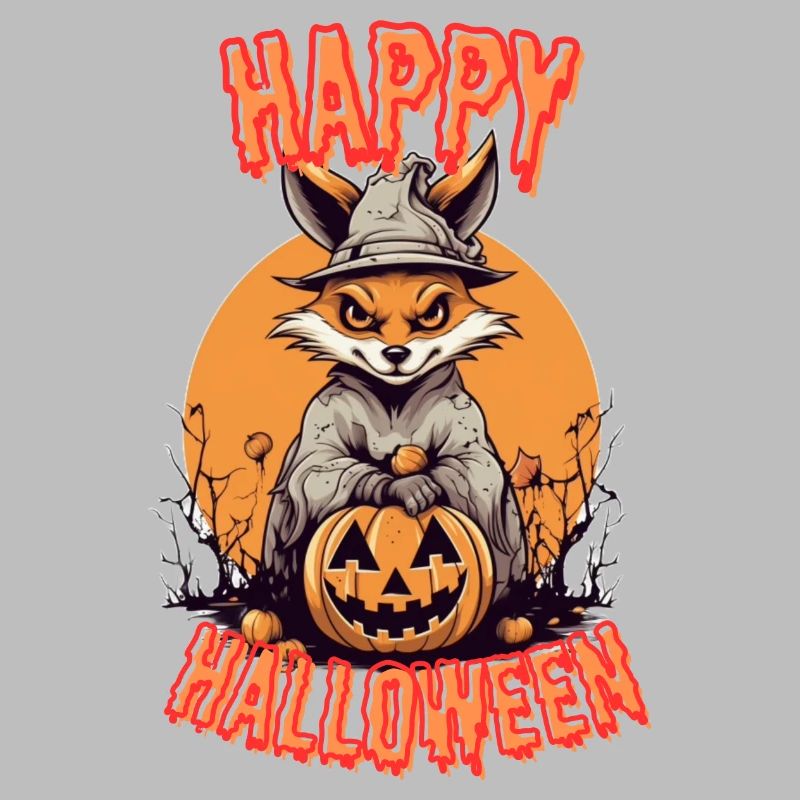 Spooky Halloween Fox Print