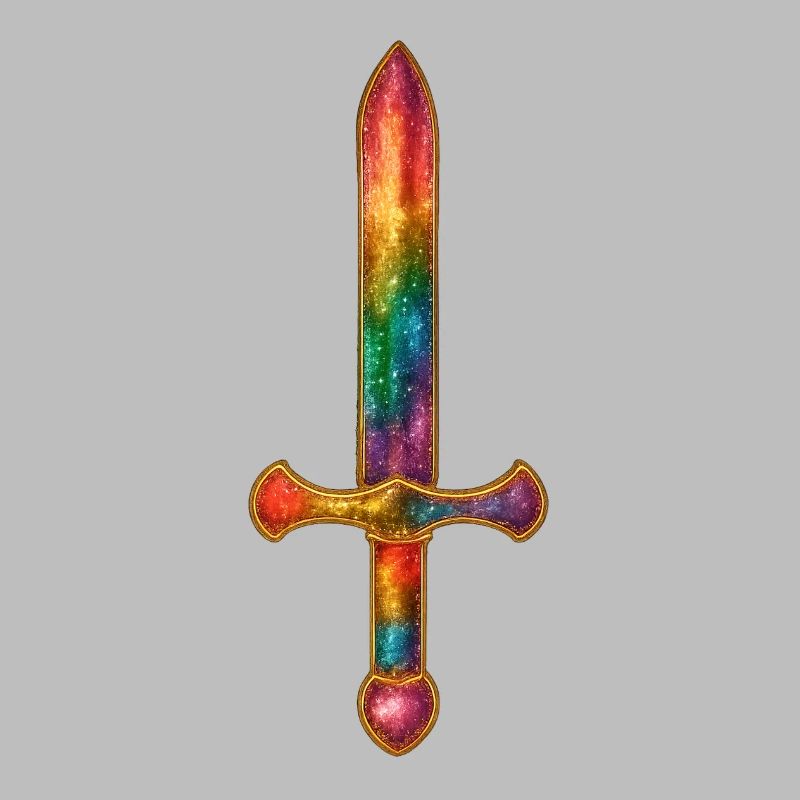 Épée arc-en-ciel avec bordure dorée