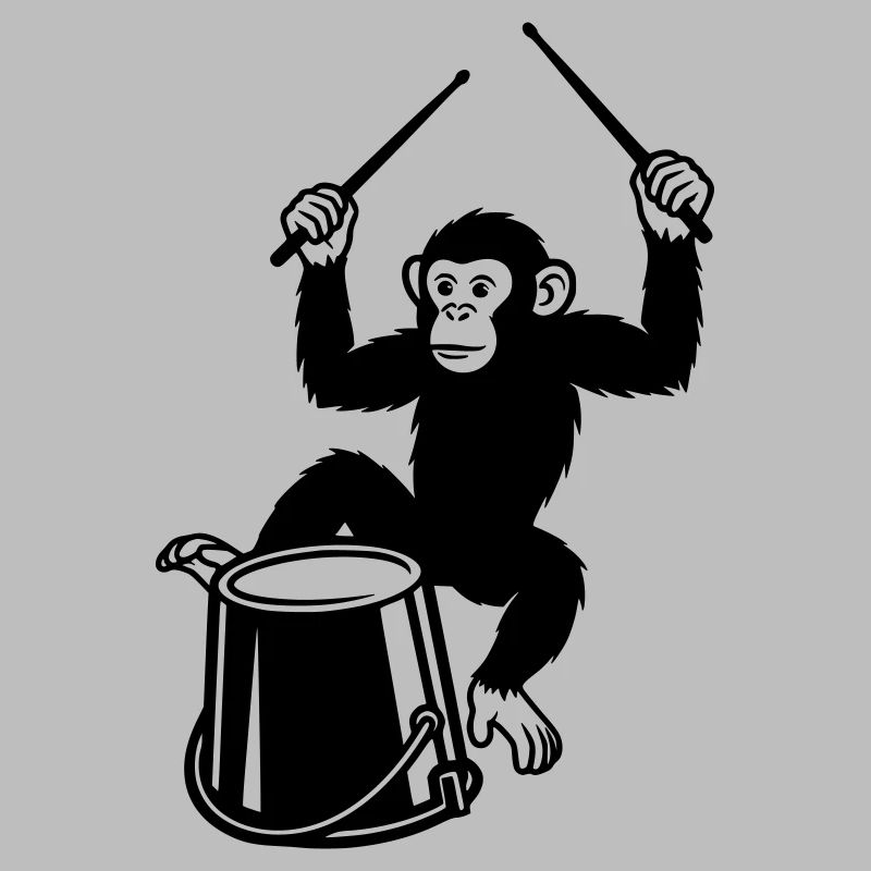 Drum Playing Monkey Cartoon Illustration