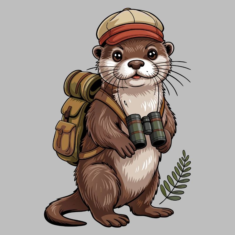 Adventure otter with binoculars