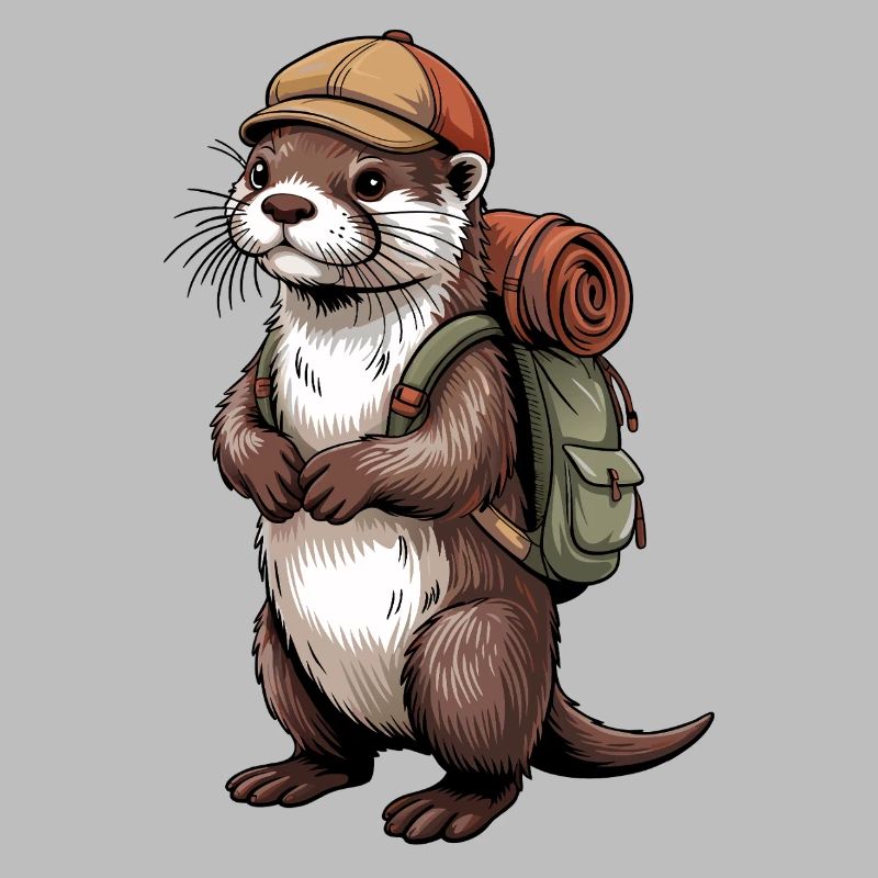 Otter hiker with backpack