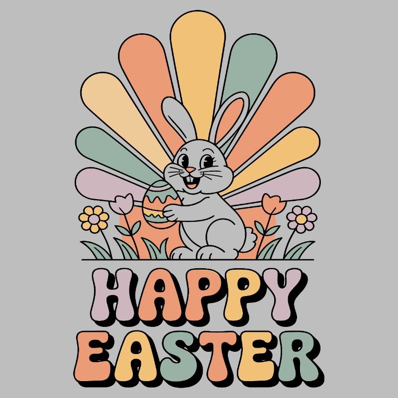 Pastel bunny in Easter rays