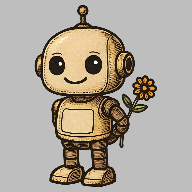 Robot rétro avec fleur