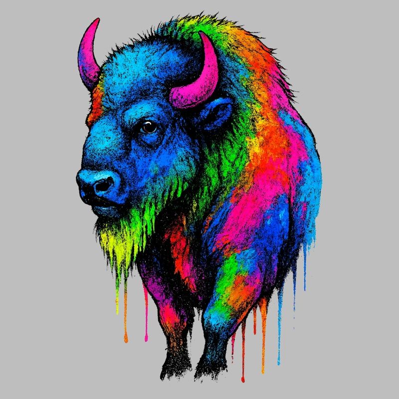 Explosion de couleurs de bison coloré