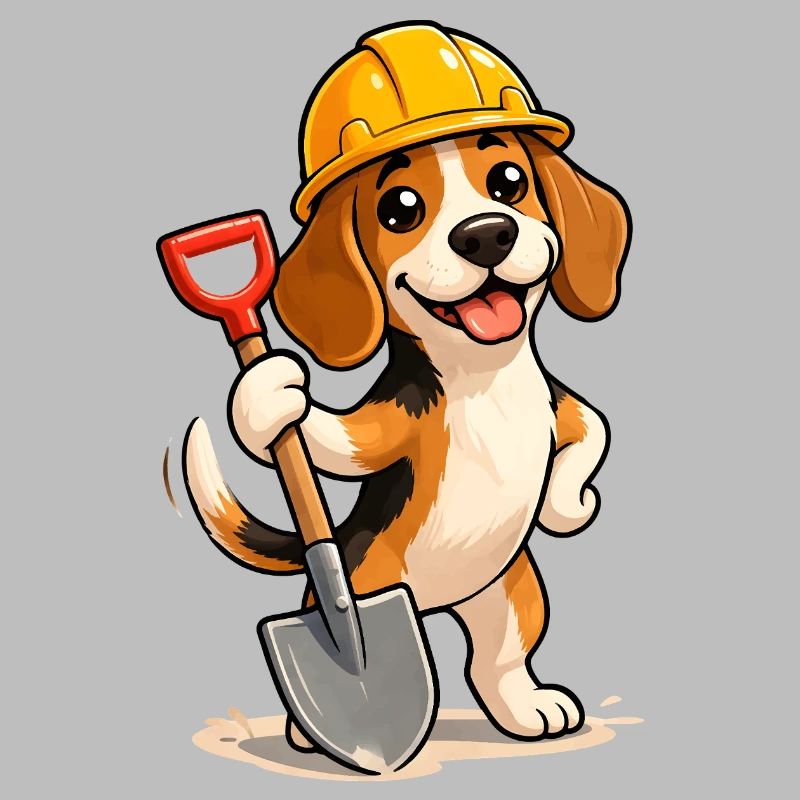 Beagle Construction Worker Dog Funny Fun Design