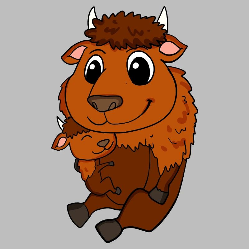 Grossesse familiale - Bison avec bébé - Bison
