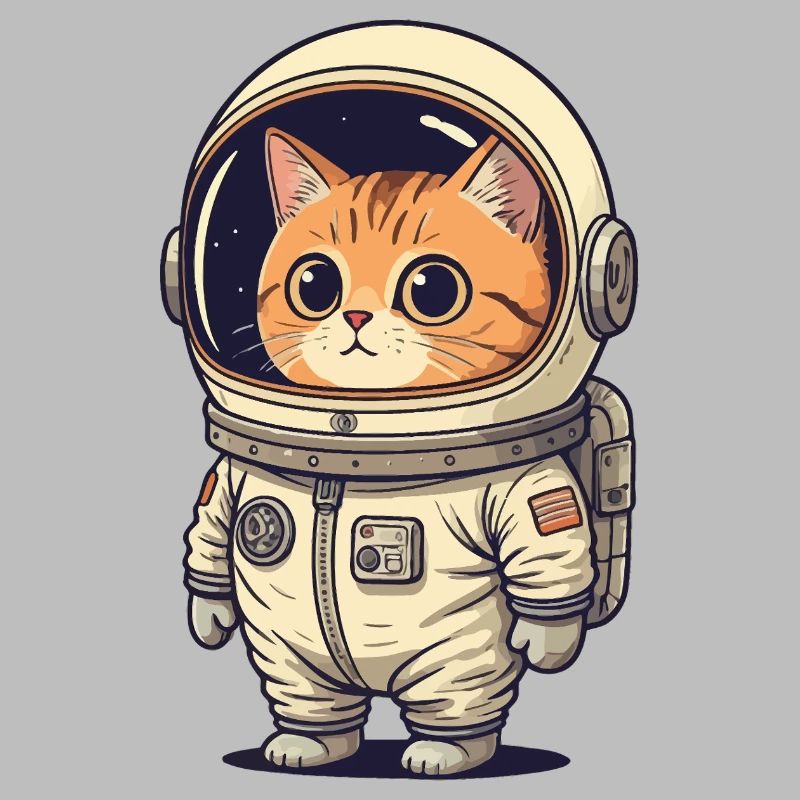 Chat de l’espace en combinaison d’astronaute