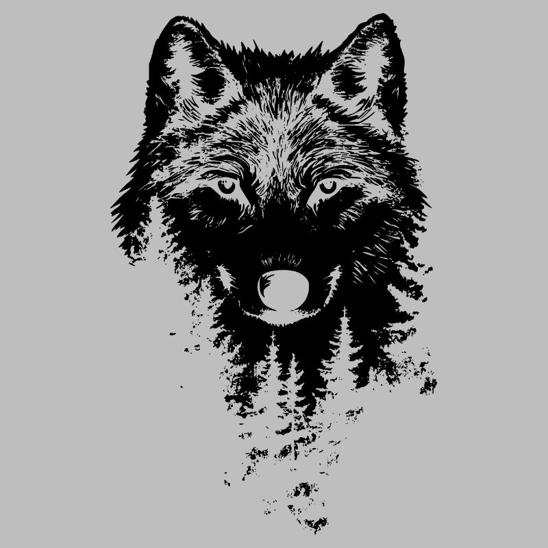 Silhouette de forêt de visage de loup