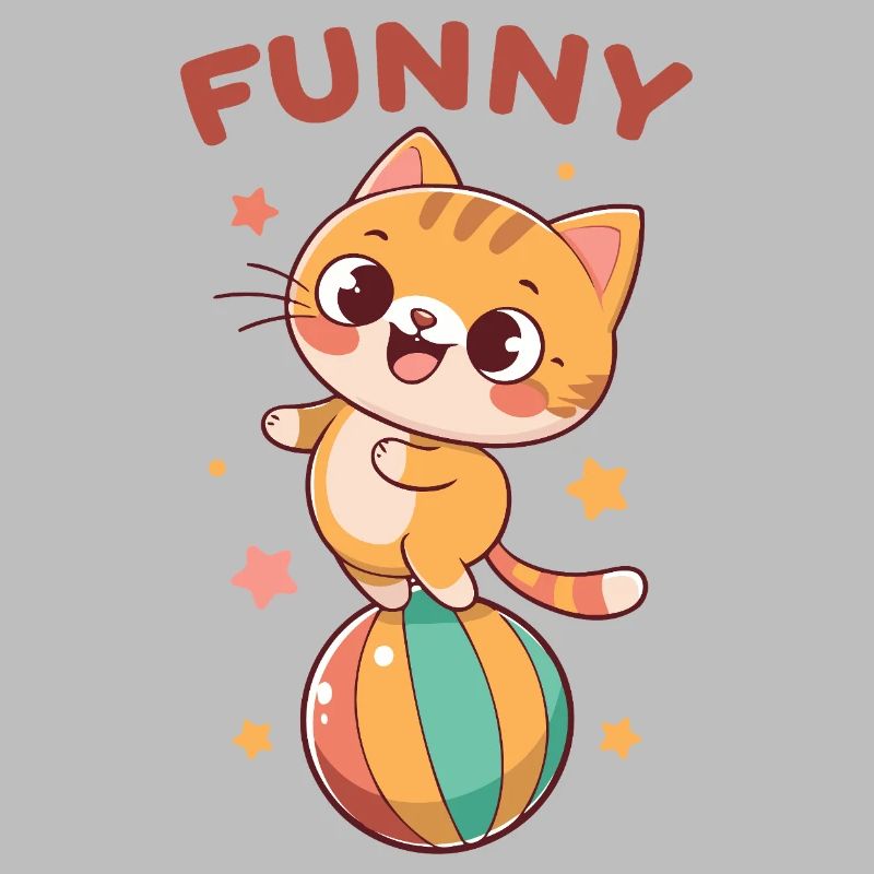 Mischievous Cat on Rainbow Ball