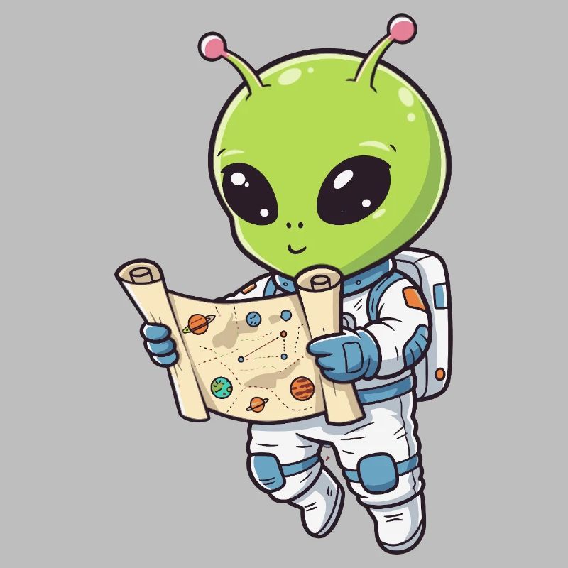 Alien Astronaut with Map