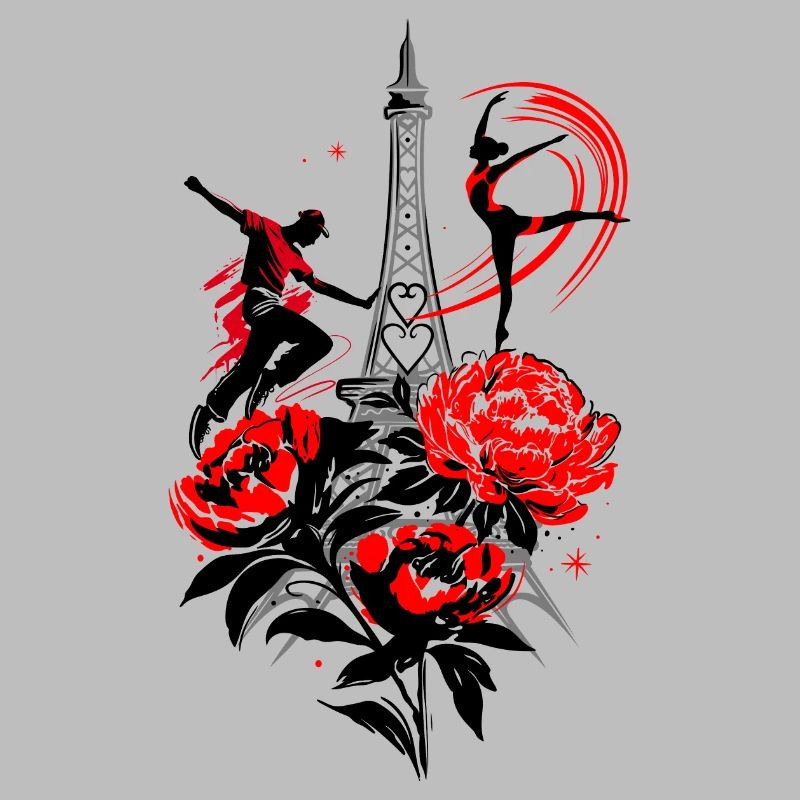 Dancer Paris Silhouette, Red Black Abstract