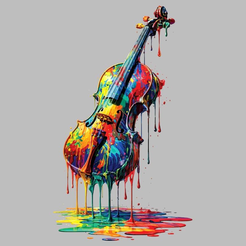Violin with dripping paint
