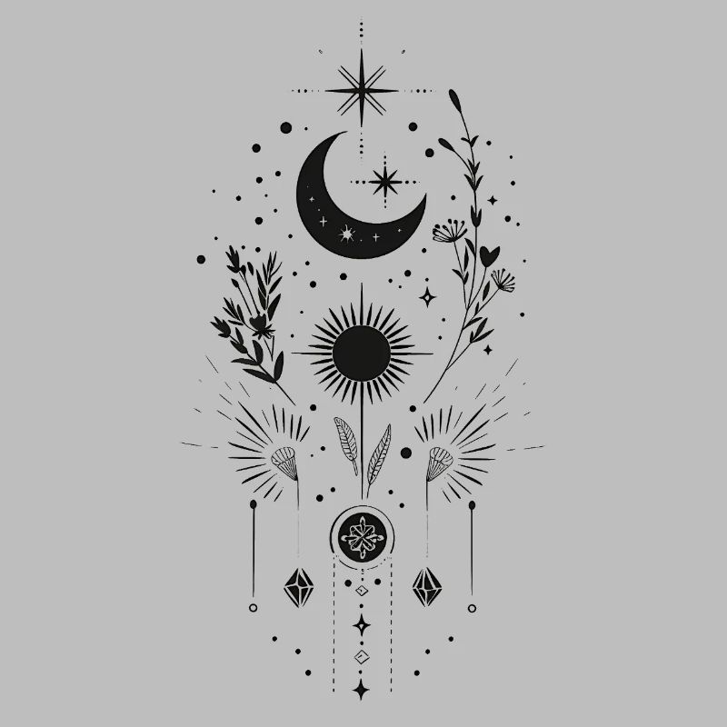 Boho Moon & Sun – Conception d’art de lignes mystiques
