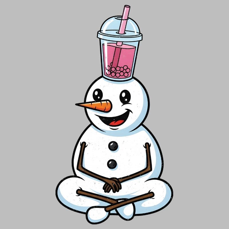 Snowman with Bubble Tea