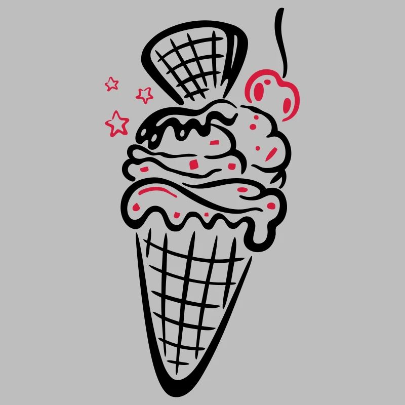 Eis, Eiswaffel mit Kirsche