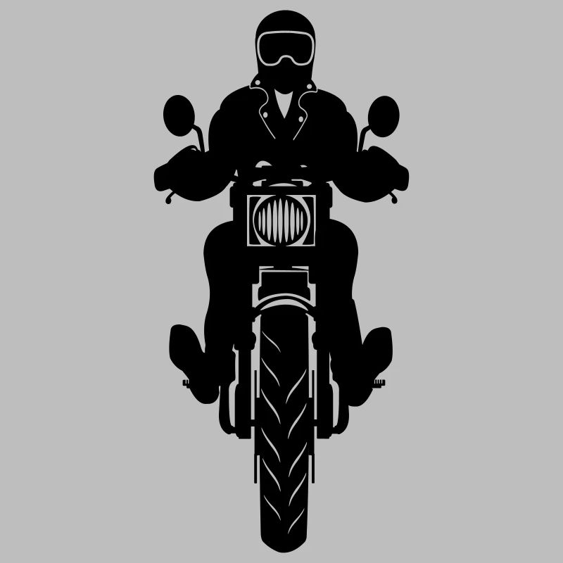 Motorcycle with motorcyclist front view