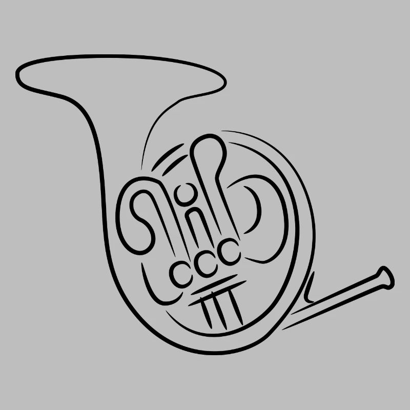 French Horn Drawing