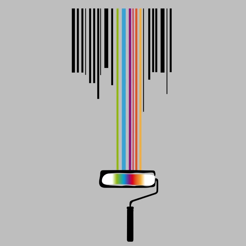A paint roller with a bar code