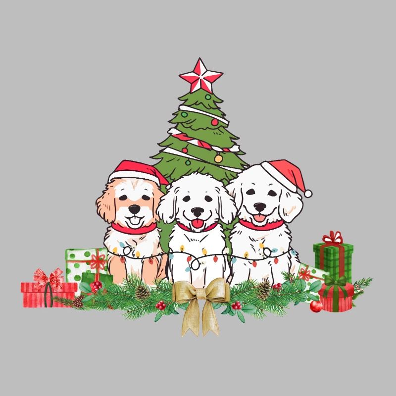 Conception de chiots festifs et d’arbres de Noël