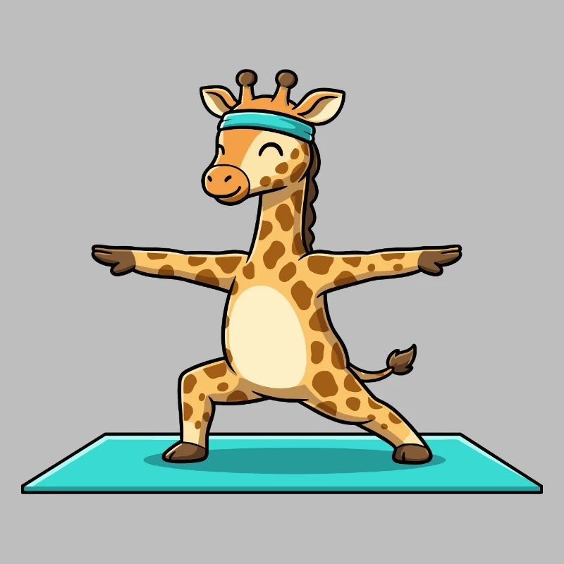 Yoga Giraffe Animal Doing Warrior Pose