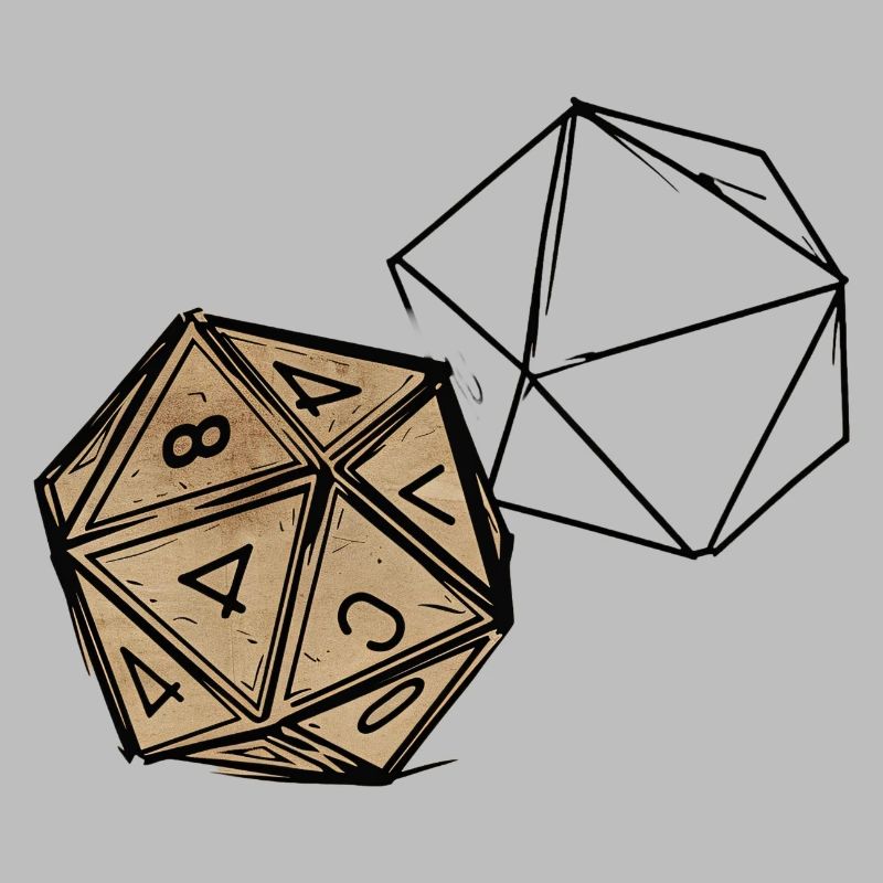 Painted RPG Cube – Artistic Dice Design