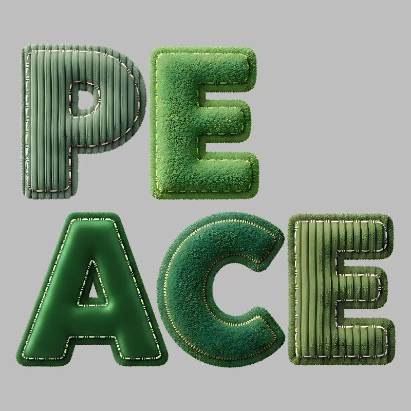Lettrage nature vert patchwork de paix
