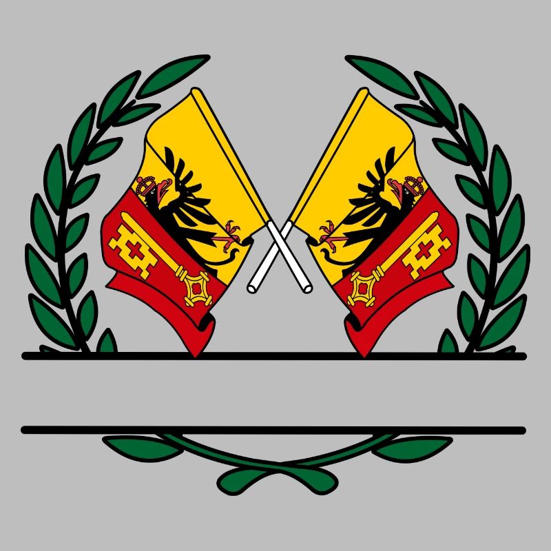 Flaggen Kanton oder Genf Schweiz Lorbeerkranz b