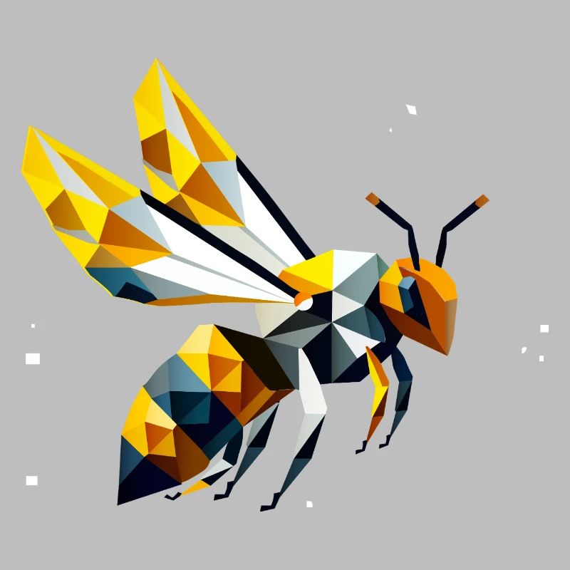 geometric bee, in modern polygon style