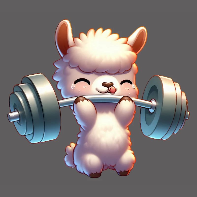 Cute Llama Alpaca Dumbbell Chibi Workout