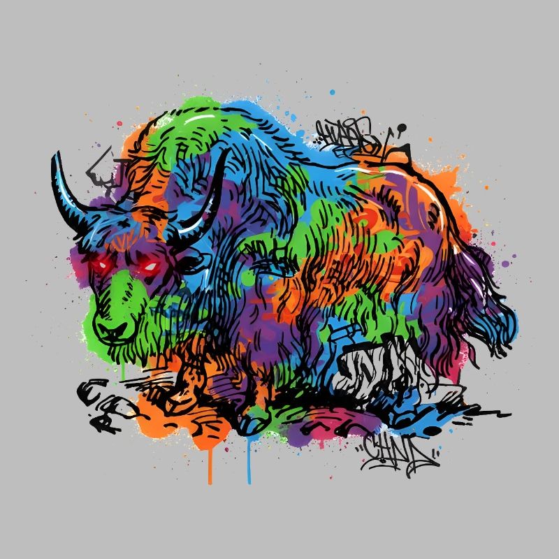 Rainbow Yak Graffiti Pattern
