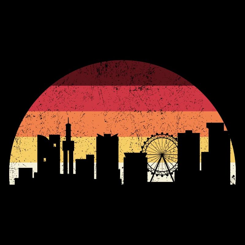 Skyline du coucher de soleil avec grande roue