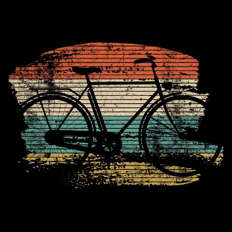 Retro Bicycle Silhouette on Sunset Stripes
