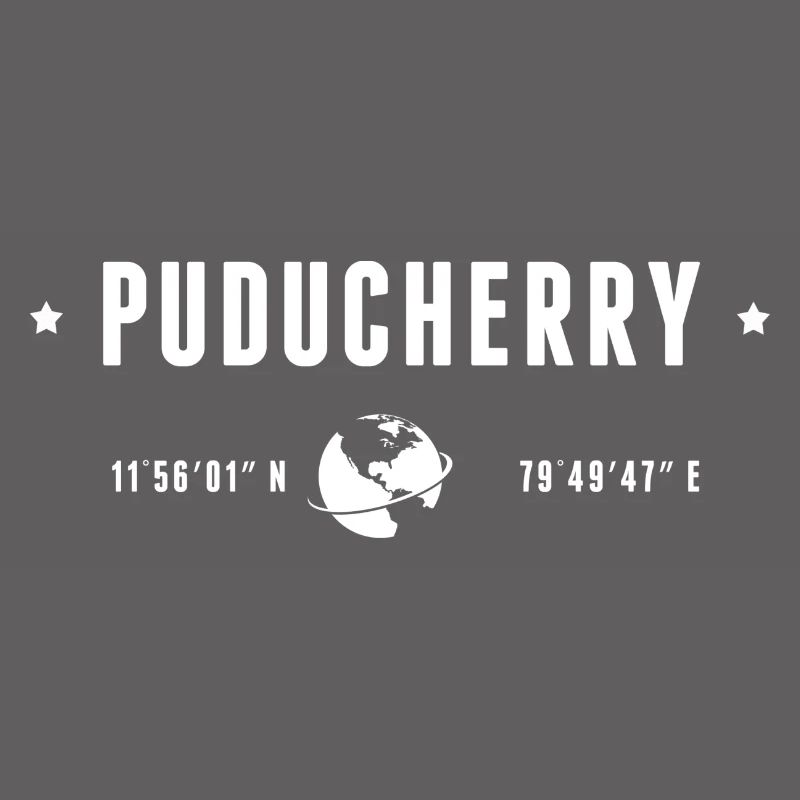 PUDUCHERRY Stylized Geographical Coordinates