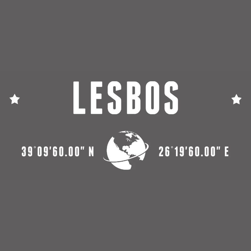 Lesbos Stylized Geographical Coordinates