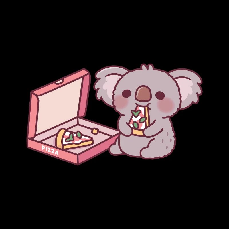 Mignon Koala Ours Mangeant Pizza