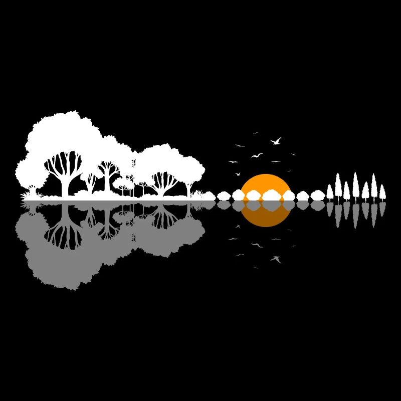 Guitar Nature Forest Trees Reflection Music Gift