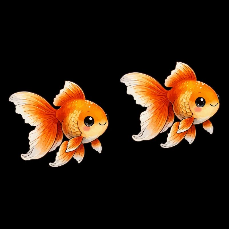 Two Goldfish Pairs Illustration