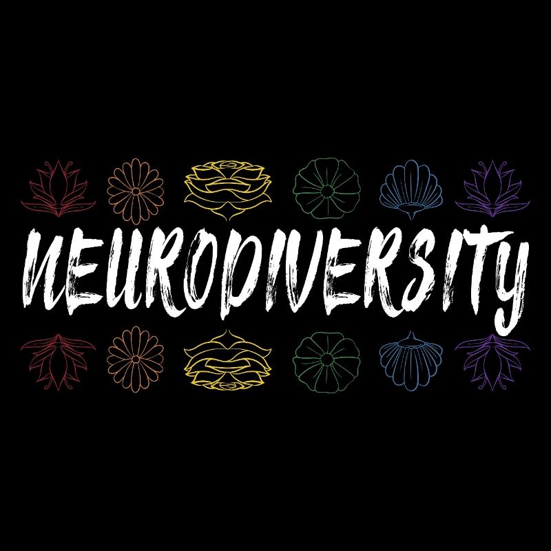 Neurodiversité Typographie florale arc-en-ciel