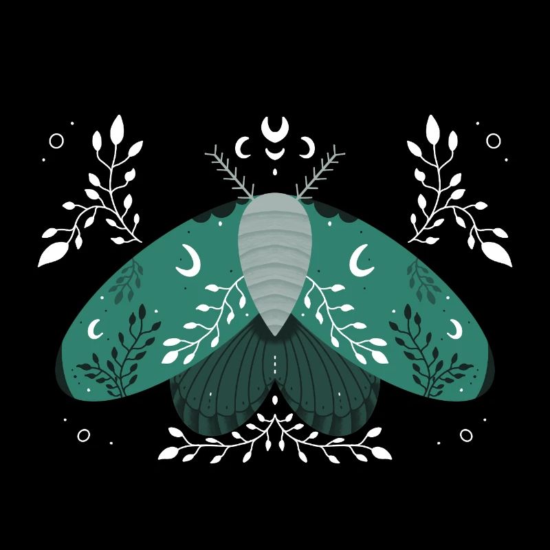 Papillon de nuit vert avec feuillage