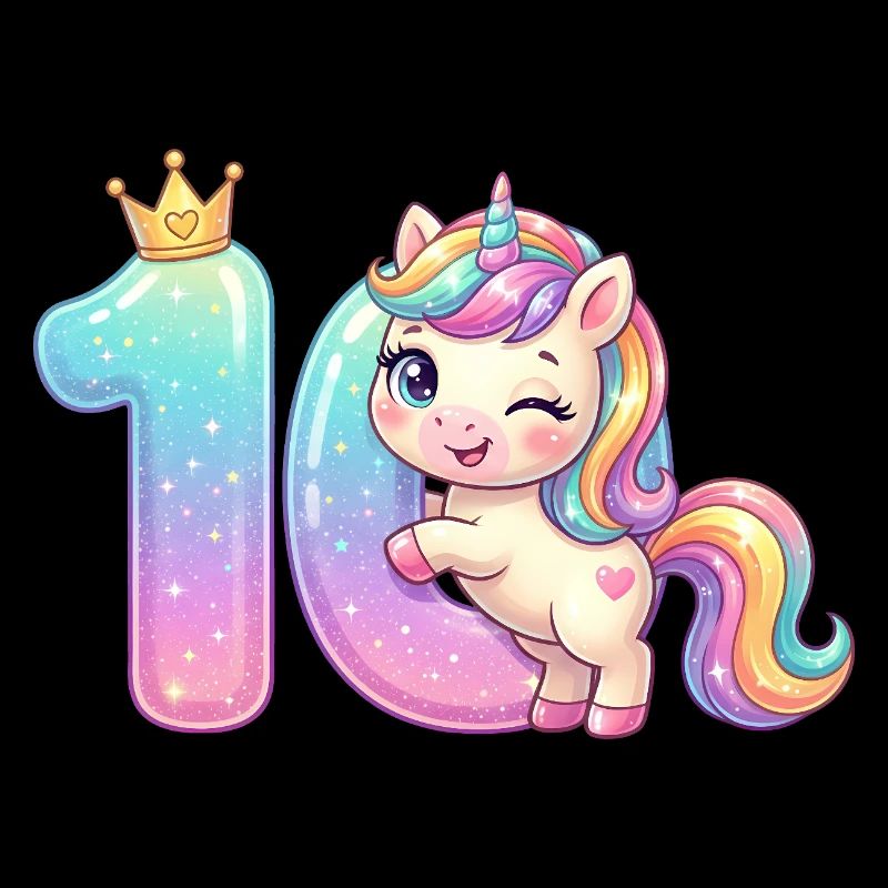 Ich bin 10 Kawaii Einhorn Mädchen Geburtstag