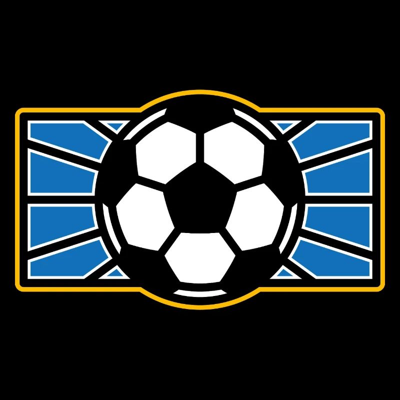 Retro Soccer Crest: Blue Radiant Rays