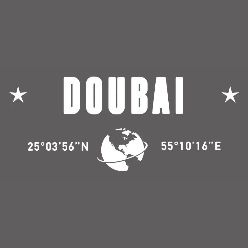 Dubai UAE Coordinates Planet Earth White