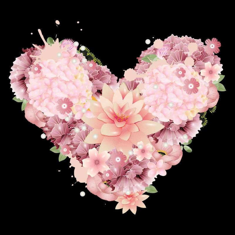 belle composition de coeur de fleurs roses