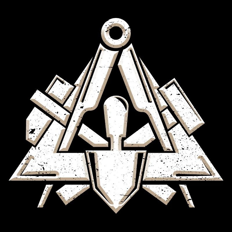 Symbole de la guilde des maçons dans un look grunge 3d cool